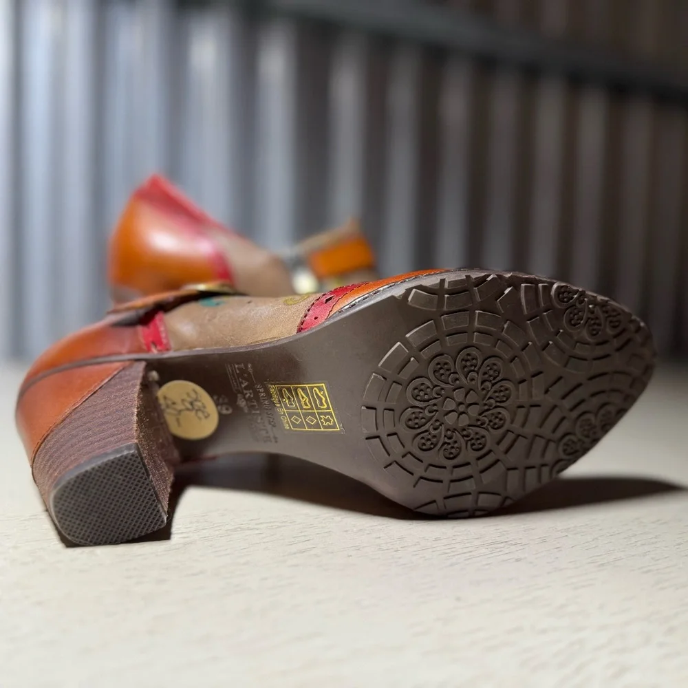 L'Artiste Spring Step 8.5 / 39 Leather Heels, New Without Box, Boho, French - Picture 4 of 11